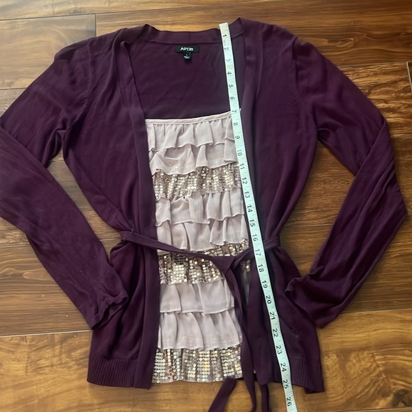 Apt. 9 Cardigan & Sequin RuffleCamisol One Piece, Size Small, Marroon/Pink - Picture 6 of 6